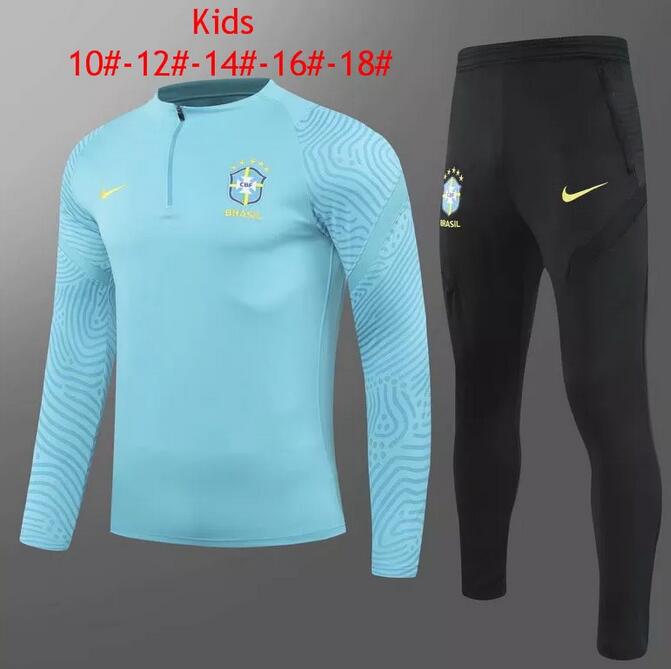 Kids Brazil 2021/22 Blue Training Suit (Sweatshirt+Pants)